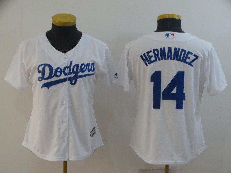 Women Los Angeles Dodgers #14 Hernandez White Game MLB Jersey->colorado rockies->MLB Jersey